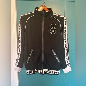 DOH LYFE TRAP TILL FAME 2014 Black Track Jacket with Ski Mask Patches Size LG